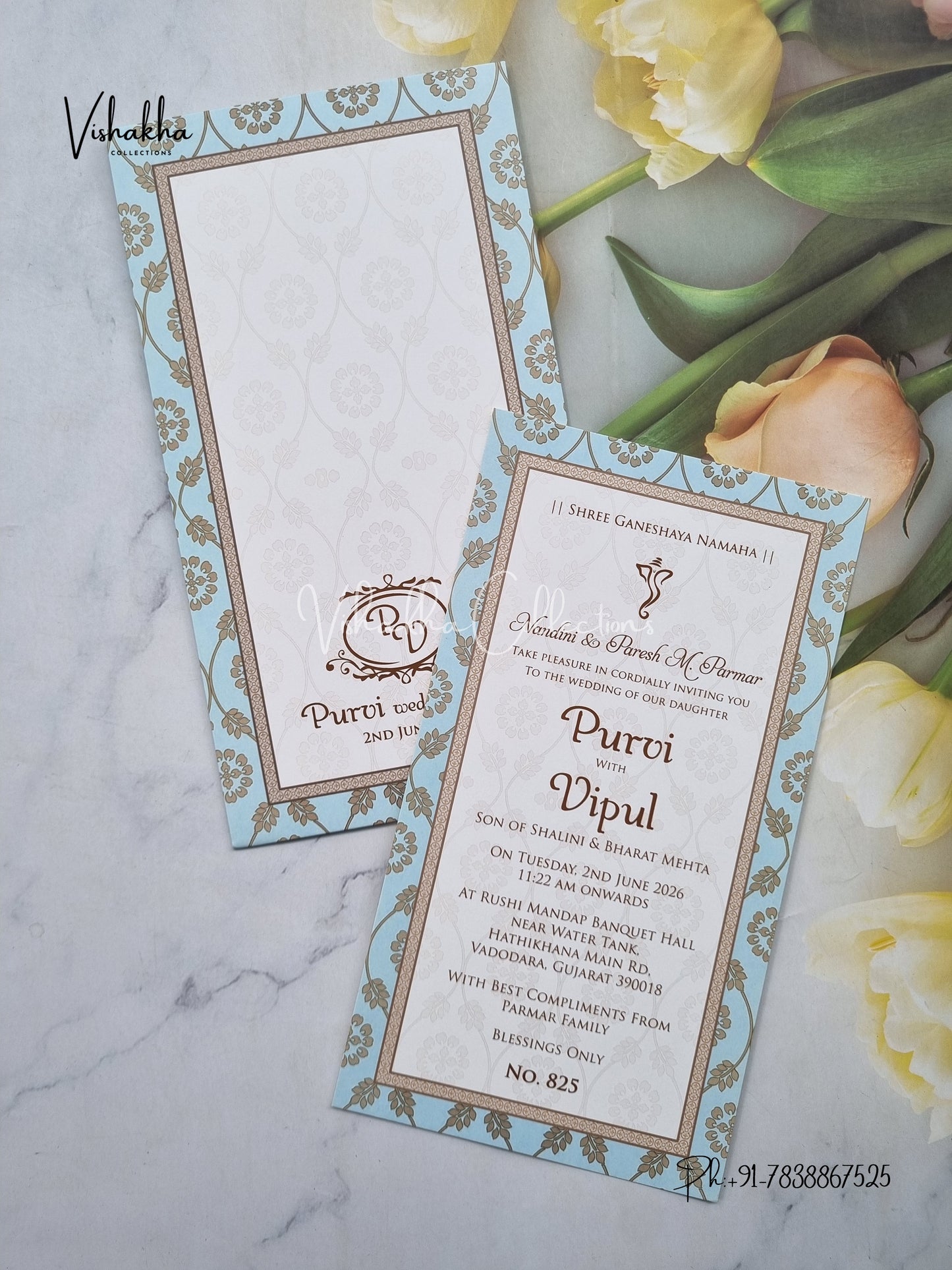 Single Insert Hindu Muslim Christian Sikh Colored invitation Cards LN-825