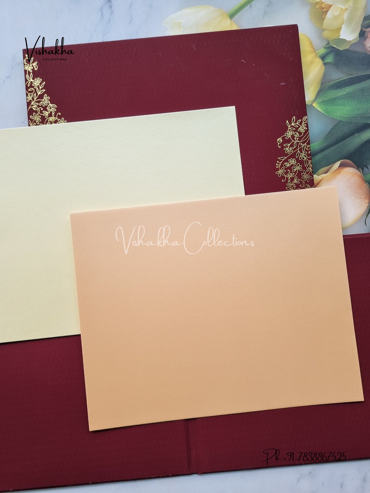 Hindu Muslim Christian Sikh Padded Colored invitation Cards LN-827