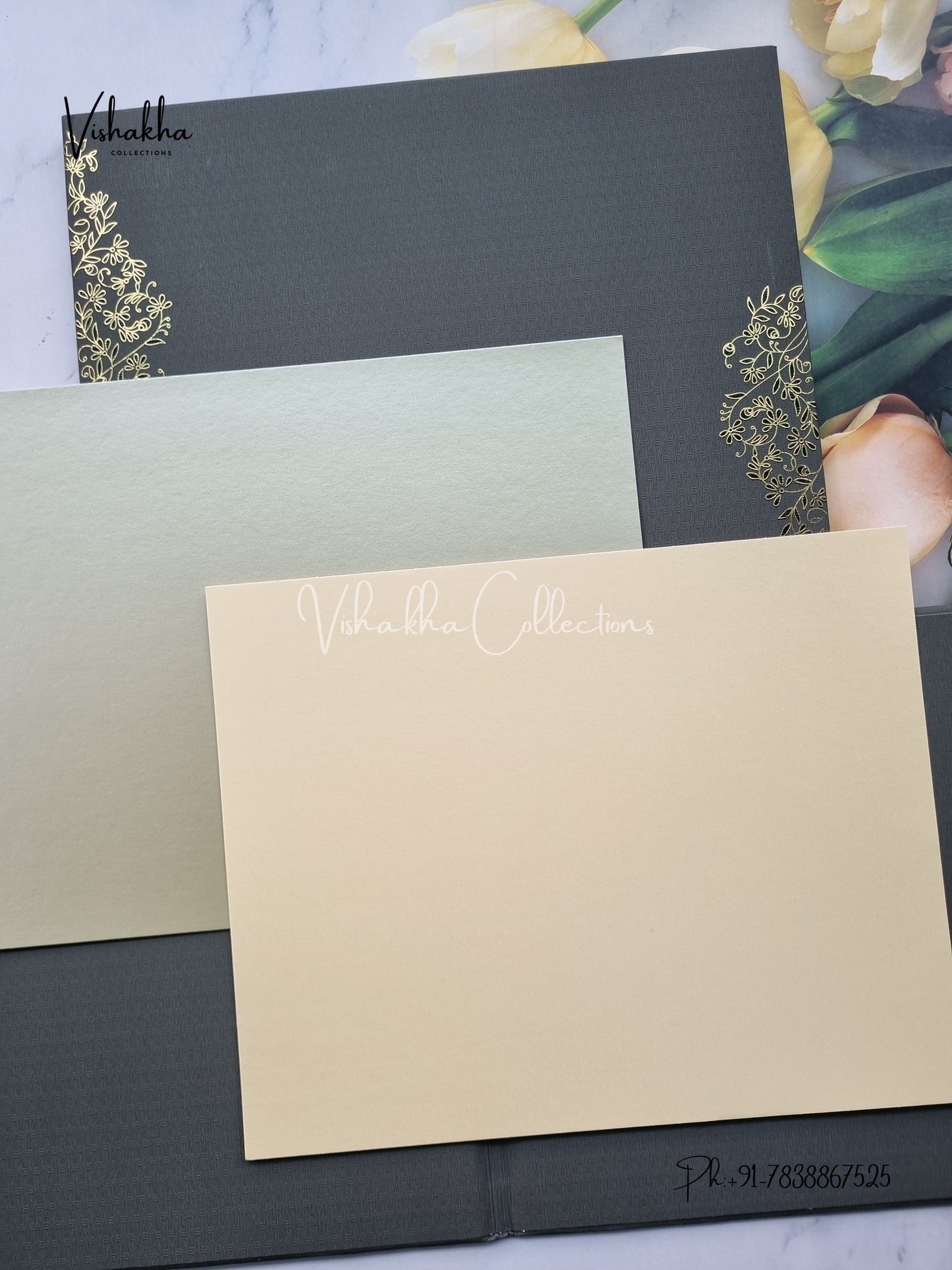 Hindu Muslim Christian Sikh Padded Colored invitation Cards LN-828