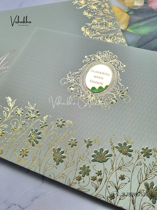 Hindu Muslim Christian Sikh Padded Colored invitation Cards LN-834