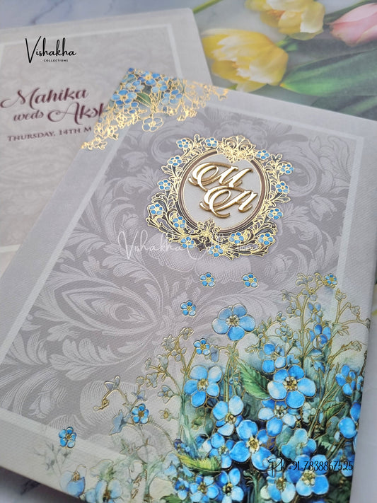 Flower Hindu Muslim Christian Sikh Padded Colored invitation Cards LN-843