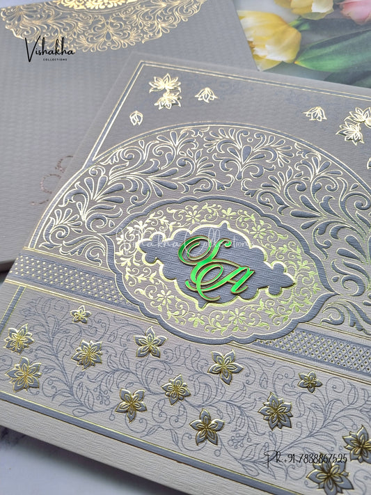 Hindu Muslim Christian Sikh Padded Colored invitation Cards LN-879