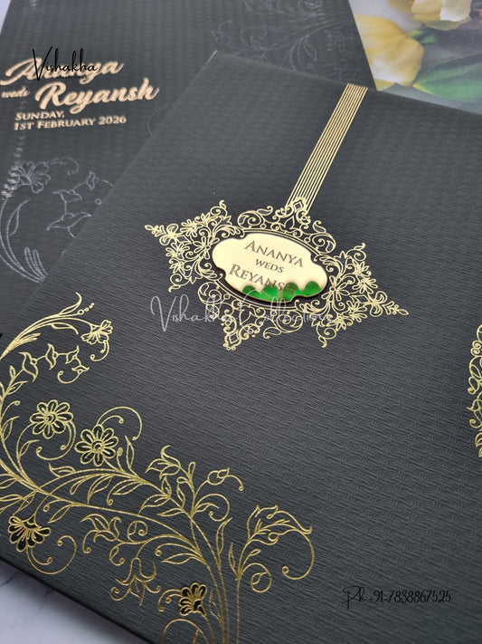 Hindu Muslim Christian Sikh Padded Colored invitation Cards LN-885