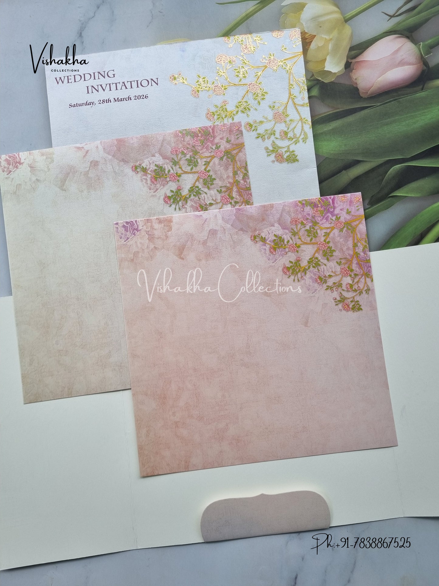 Double Door Hindu Sikh Colored invitation Cards LN-891