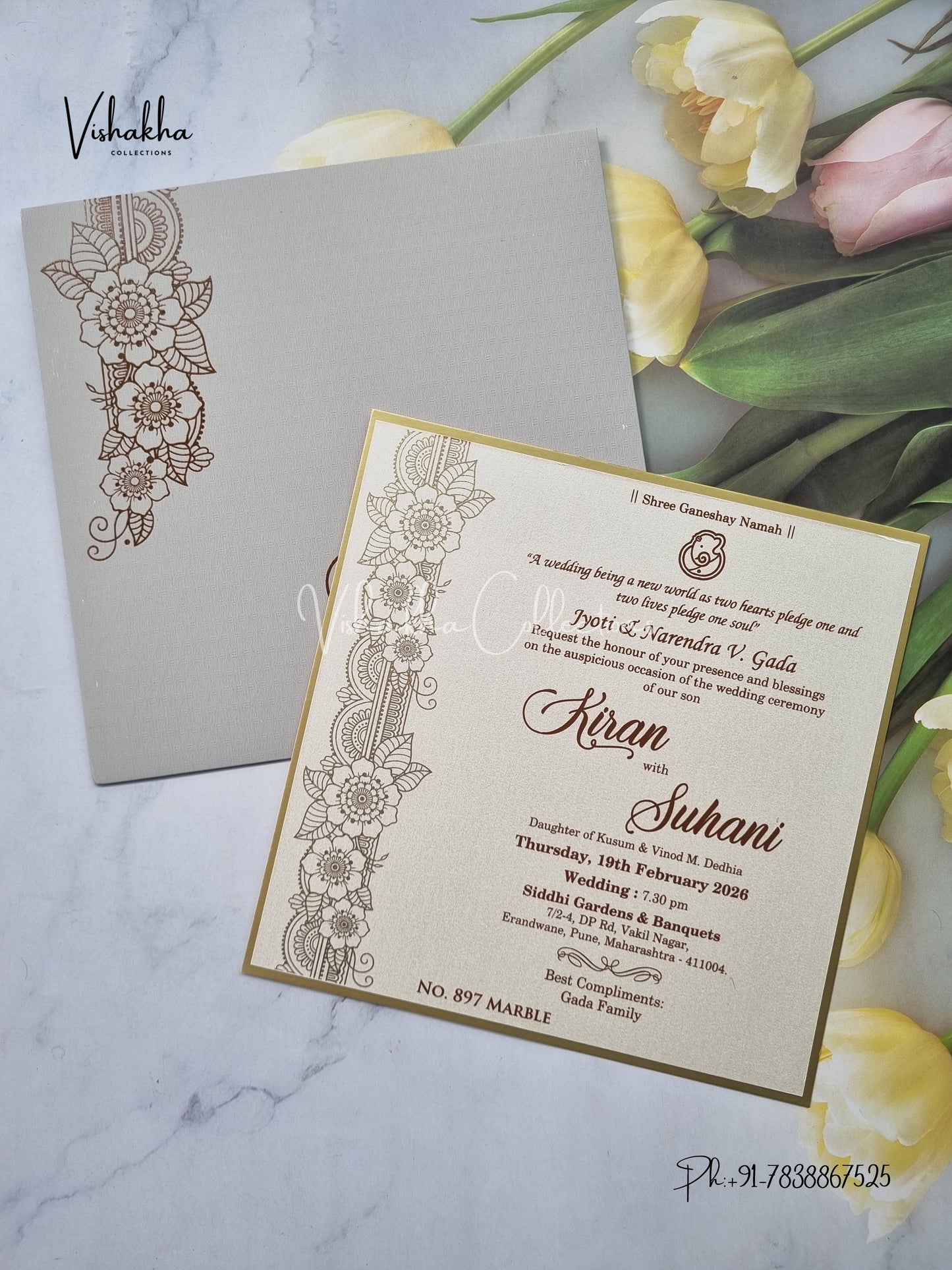 Single Insert Hindu Muslim Christian Sikh invitation Cards LN-897