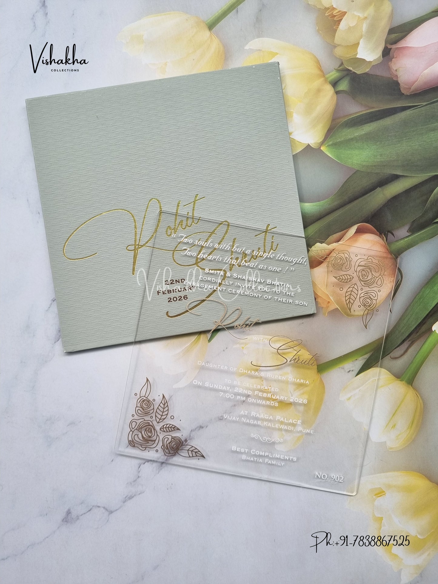 Hindu Muslim Christian Sikh Acrylic invitation Cards LN-902