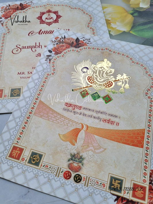 Ganesh Ji Hindu Multicolor Colored invitation Cards NA-1125-105