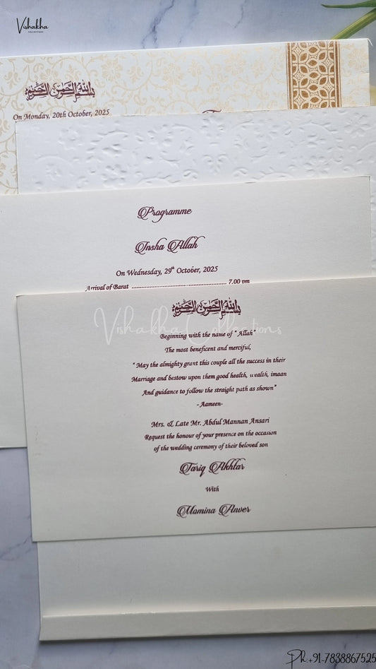 Flower Hindu Muslim Christian Jain Sikh wedding invitation Cards SCH-UN007