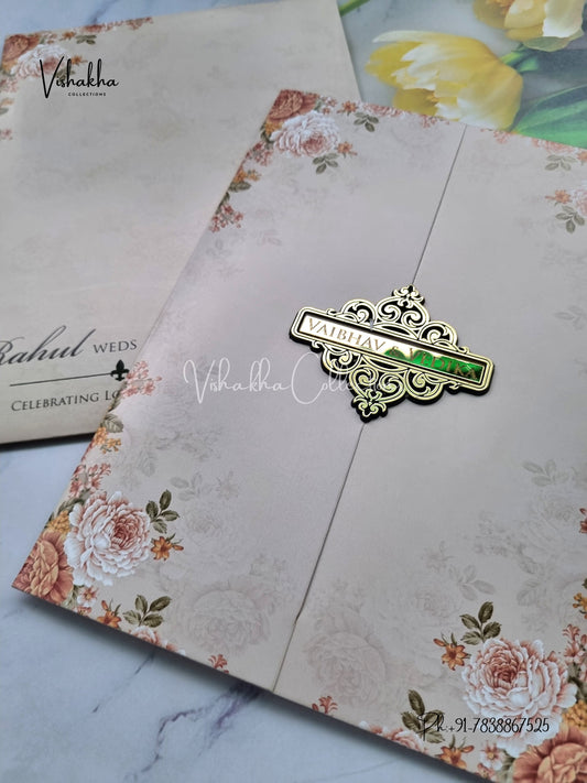 Flower Double Door Hindu Muslim Christian Sikh light purple Colored invitation Cards SK-3412