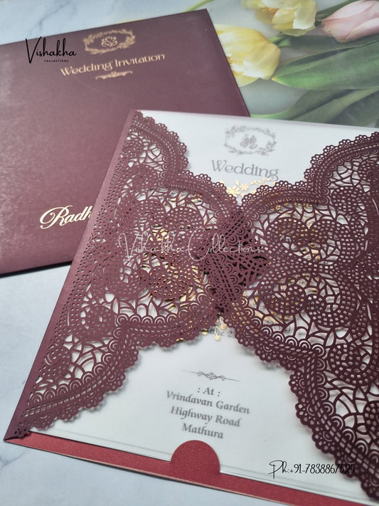 Semi Box Hindu Muslim Christian Sikh Laser Cut Colored invitation Cards SN-119