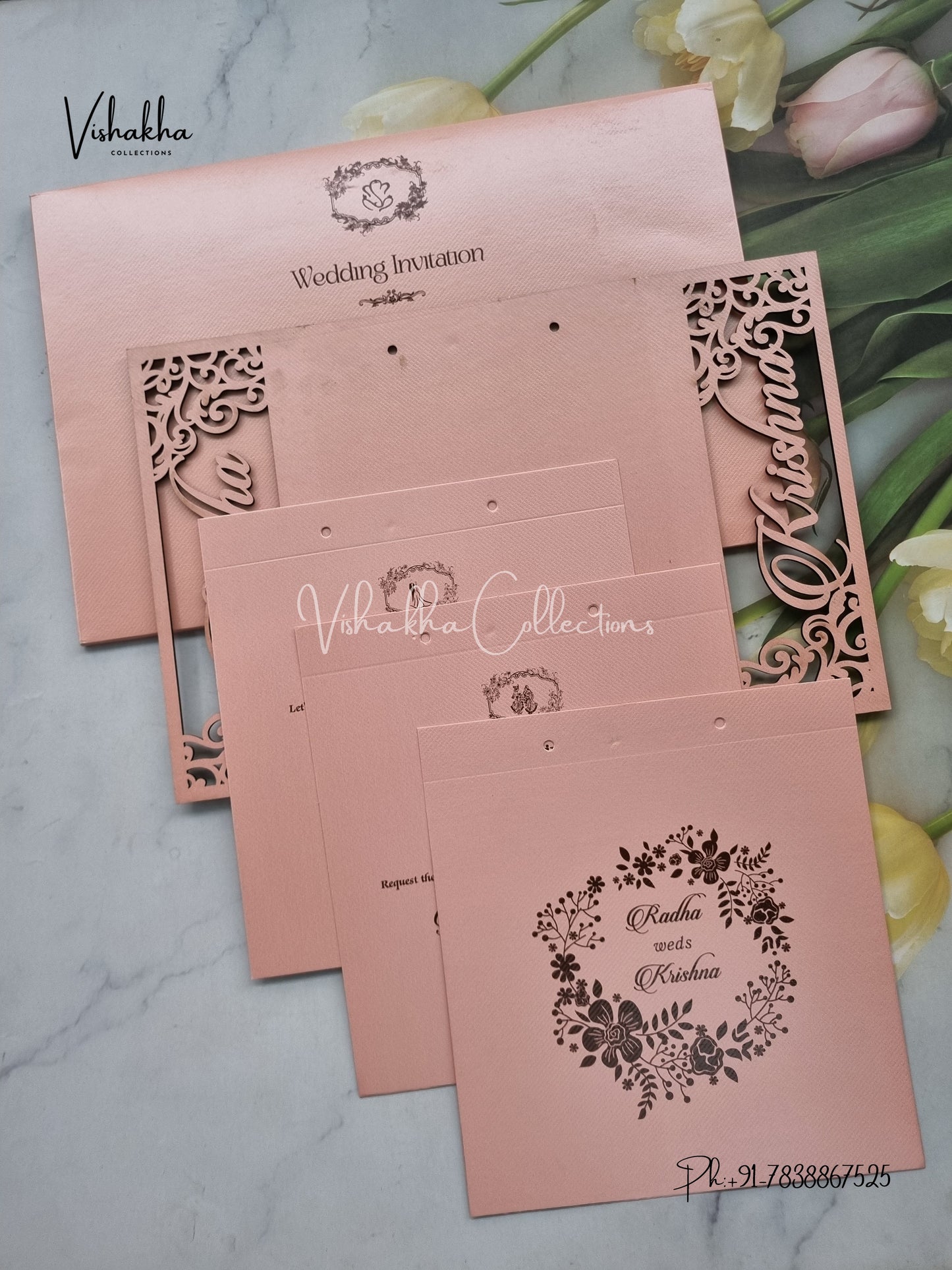 Hindu Muslim Christian Sikh MDF Board Laser Cut Named MDF Laser Cut invitation Cards SN-131