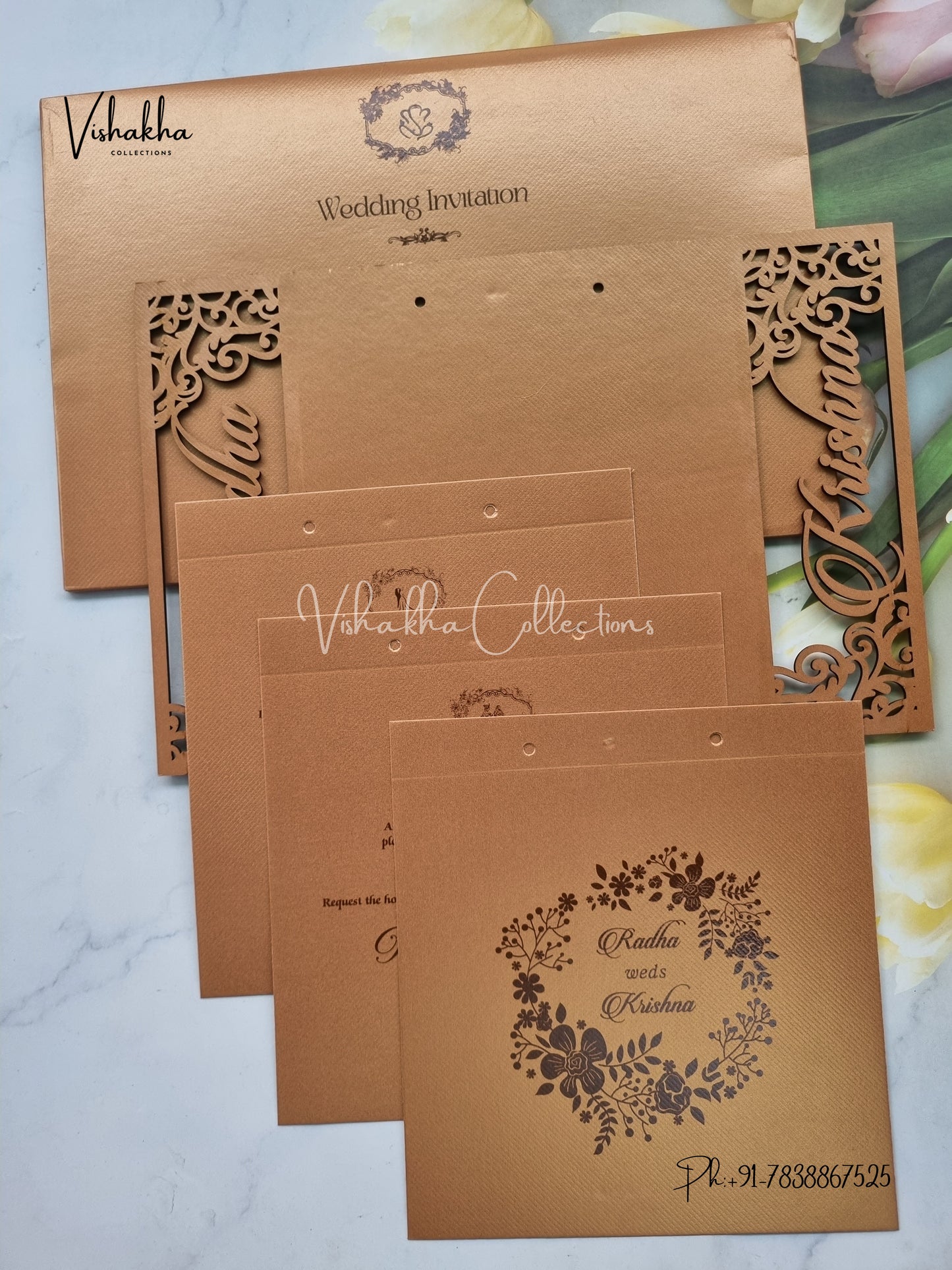 Hindu Muslim Christian Sikh MDF Board Laser Cut Named MDF Laser Cut invitation Cards SN-132
