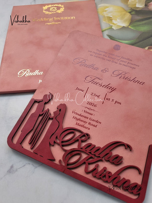 Dulah Dulhan Hindu Sikh MDF Board Laser Cut Named MDF Laser Cut invitation Cards SN-135