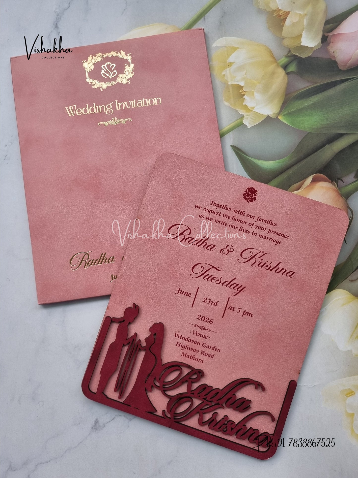 Dulah Dulhan Hindu Sikh MDF Board Laser Cut Named MDF Laser Cut invitation Cards SN-135