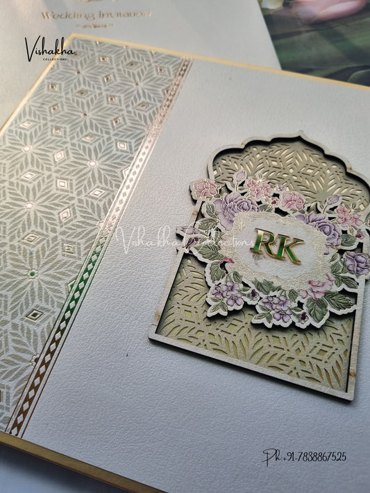 Hindu Muslim Christian Sikh Padded MDF Board Laser Cut Colored invitation Cards SN-143