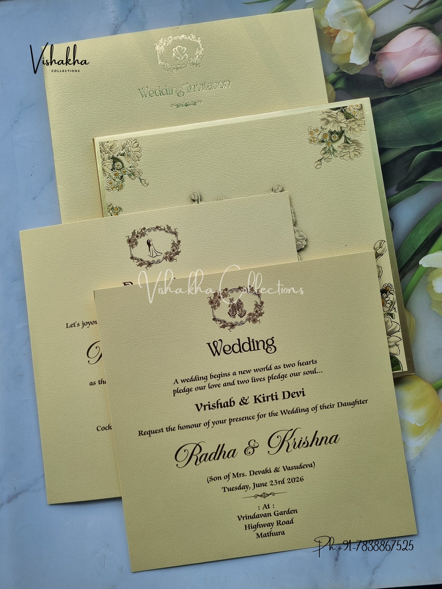 Hindu Muslim Christian Sikh Padded MDF Board Laser Cut Colored invitation Cards SN-145