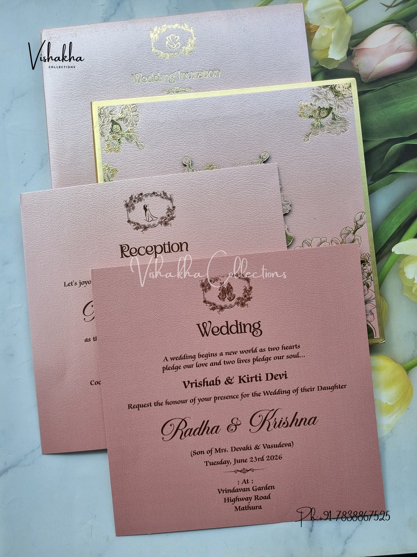 Hindu Muslim Christian Sikh Padded MDF Board Laser Cut Colored invitation Cards SN-146