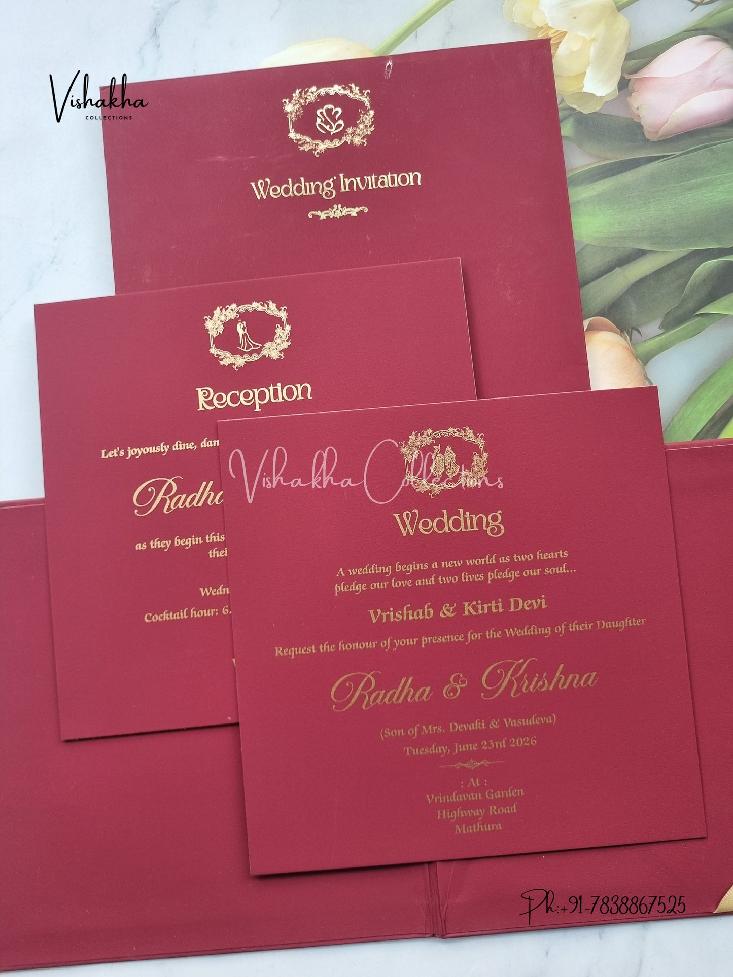 Hindu Muslim Christian Sikh Padded invitation Cards SN-158