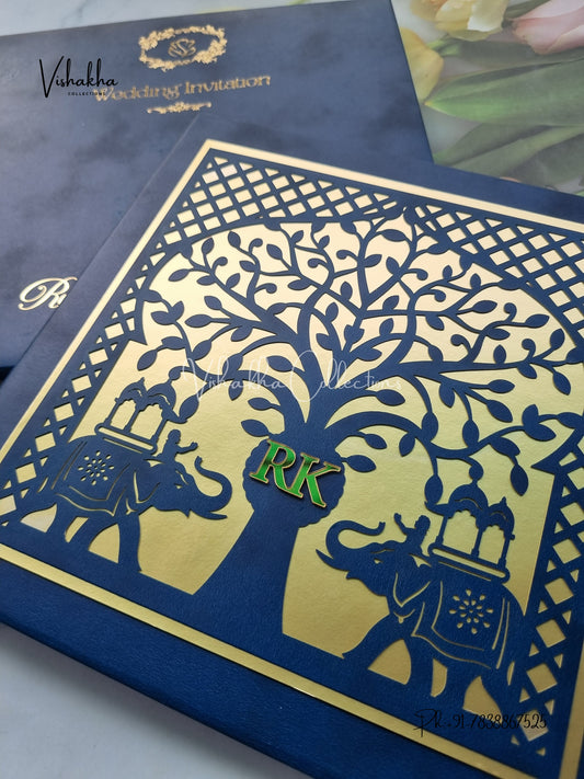 Hathi Hindu Sikh Padded invitation Cards SN-168