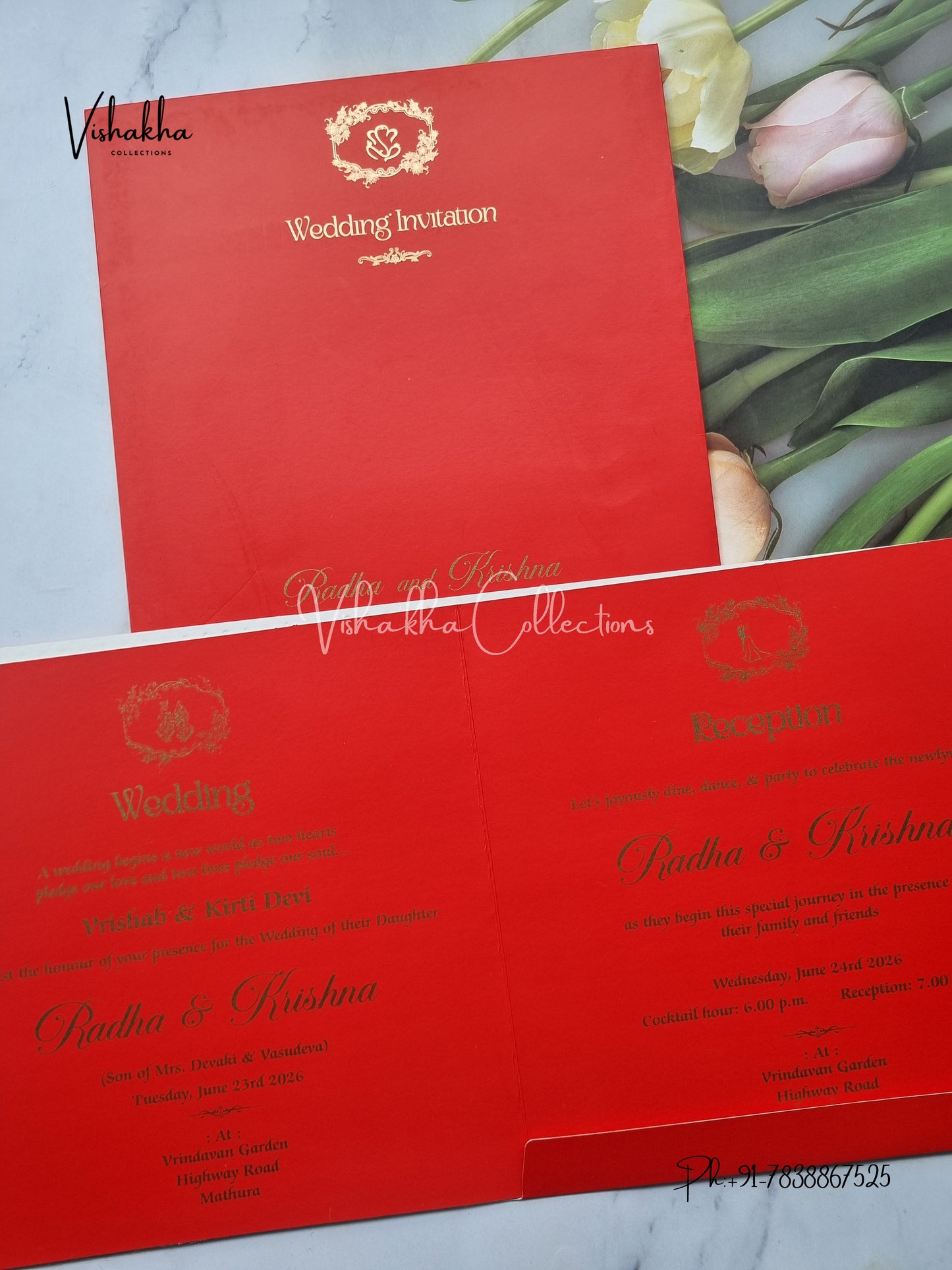 Semi Box Hindu Muslim Christian Sikh Colored invitation Cards SN-29