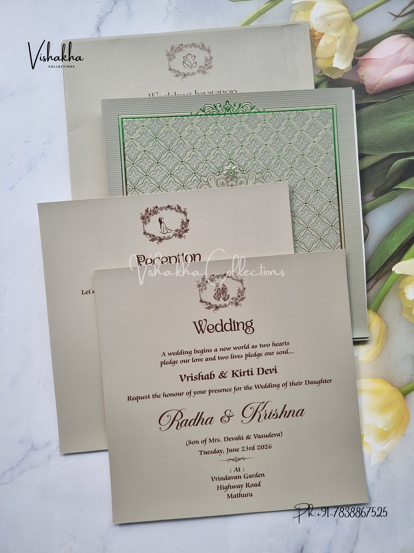 Semi Box Hindu Muslim Christian Sikh Colored invitation Cards SN-38