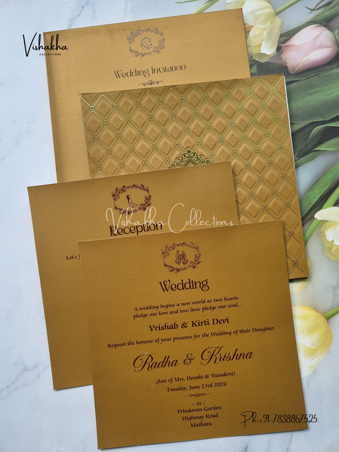 Semi Box Hindu Muslim Christian Sikh Colored invitation Cards SN-40