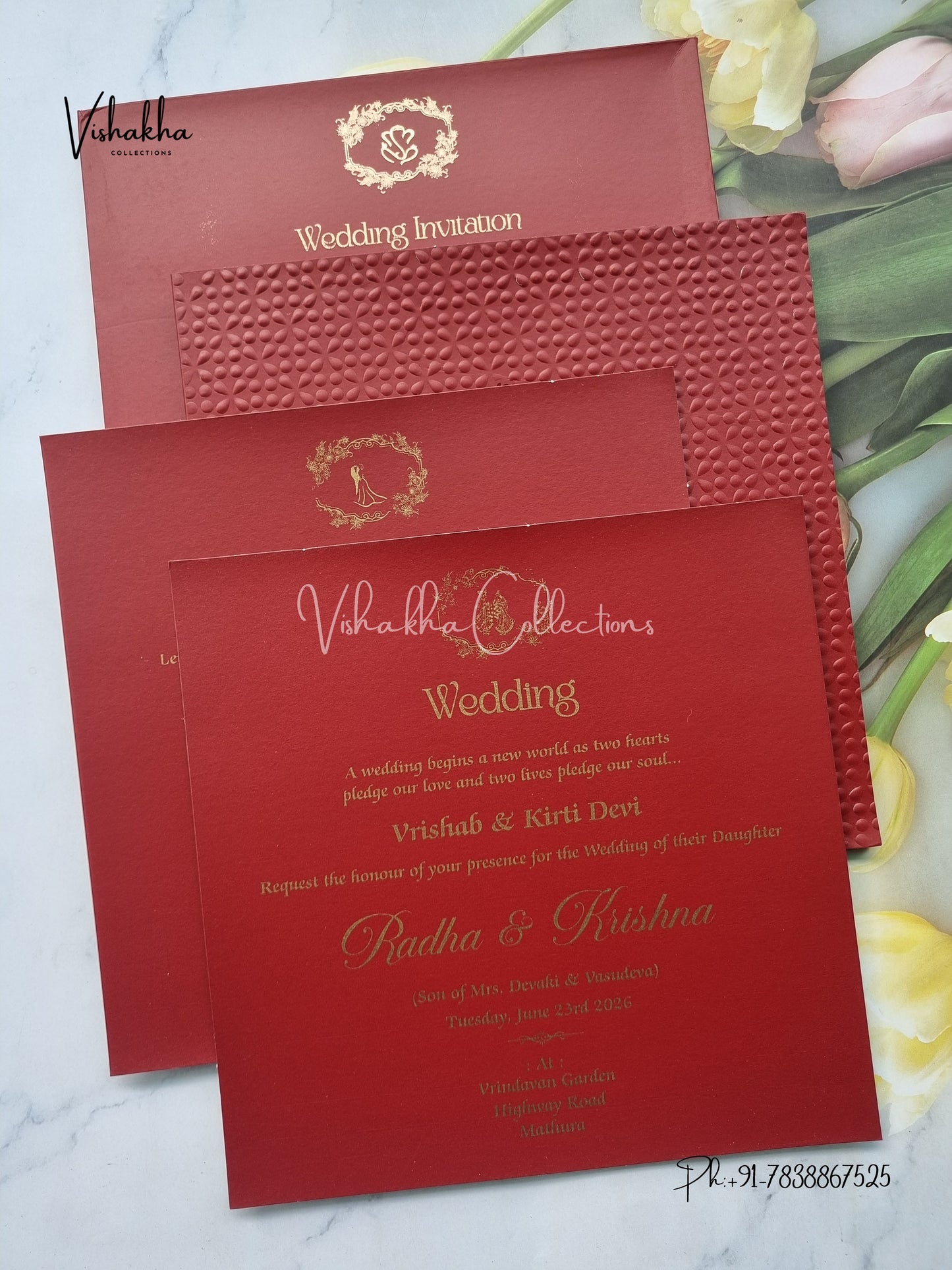 Semi Box Hindu Muslim Christian Sikh Colored invitation Cards SN-42