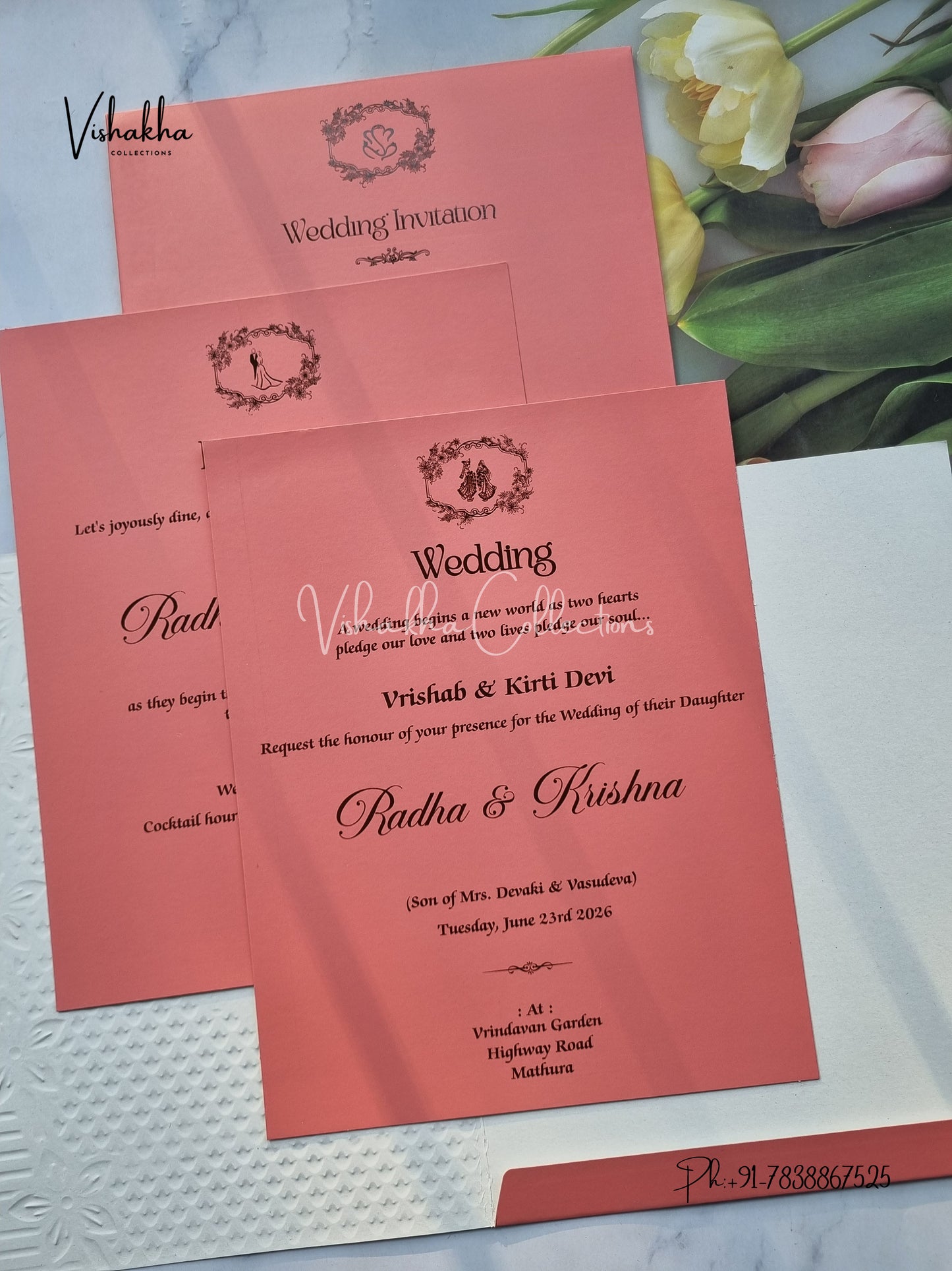 Hindu Muslim Christian Sikh Colored invitation Cards SN-52