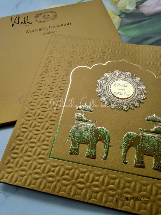 Semi Box Hathi Hindu Sikh Colored invitation Cards SN-64