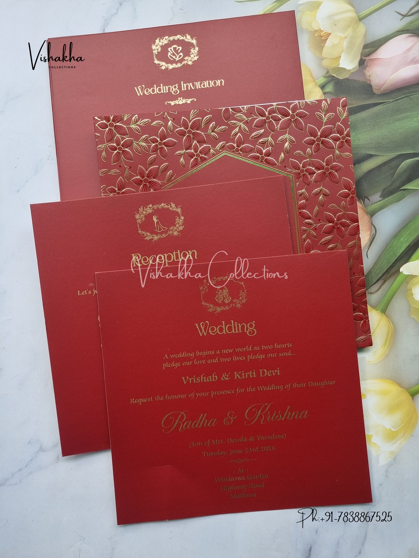 Semi Box Hindu Muslim Christian Sikh Colored invitation Cards SN-66