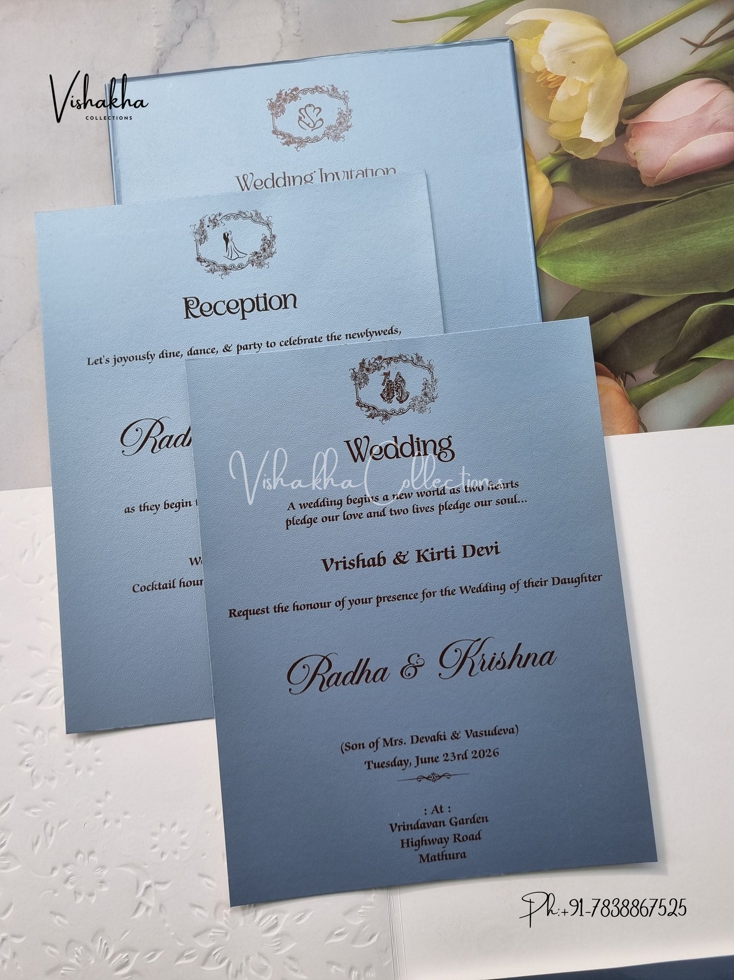 Semi Box Hindu Muslim Christian Sikh Colored invitation Cards SN-73