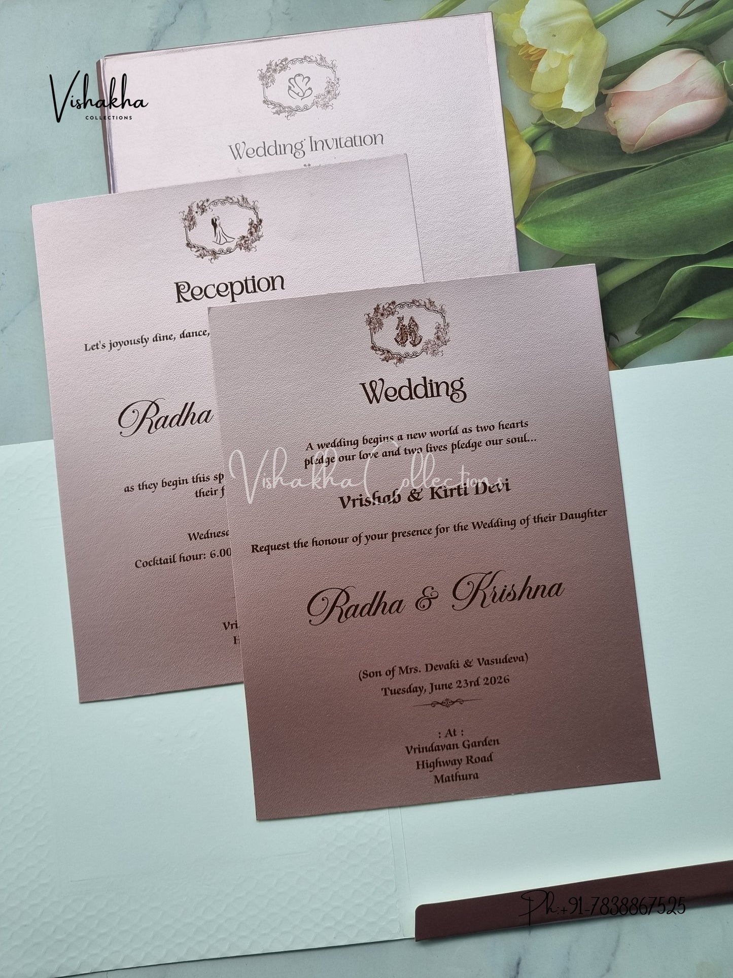 Semi Box Hindu Muslim Christian Sikh Colored invitation Cards SN-75