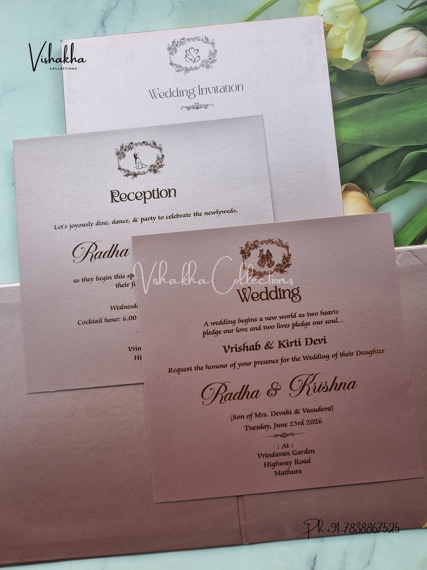 Hindu Muslim Christian Sikh Padded invitation Cards SN-79