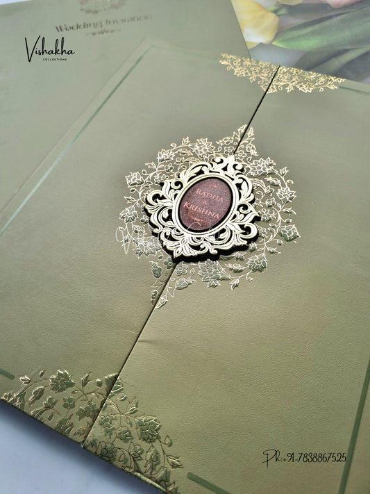 Double Door Hindu Muslim Christian Sikh Padded invitation Cards SN-91