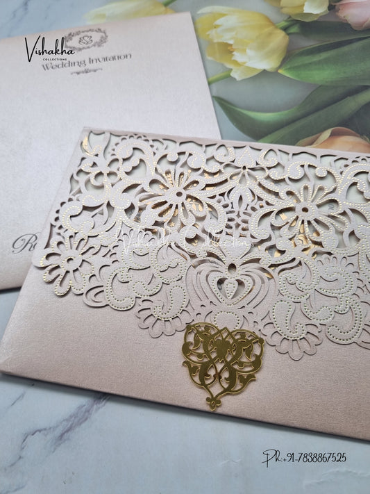 Semi Box Hindu Muslim Christian Sikh Laser Cut Colored invitation Cards SN-96