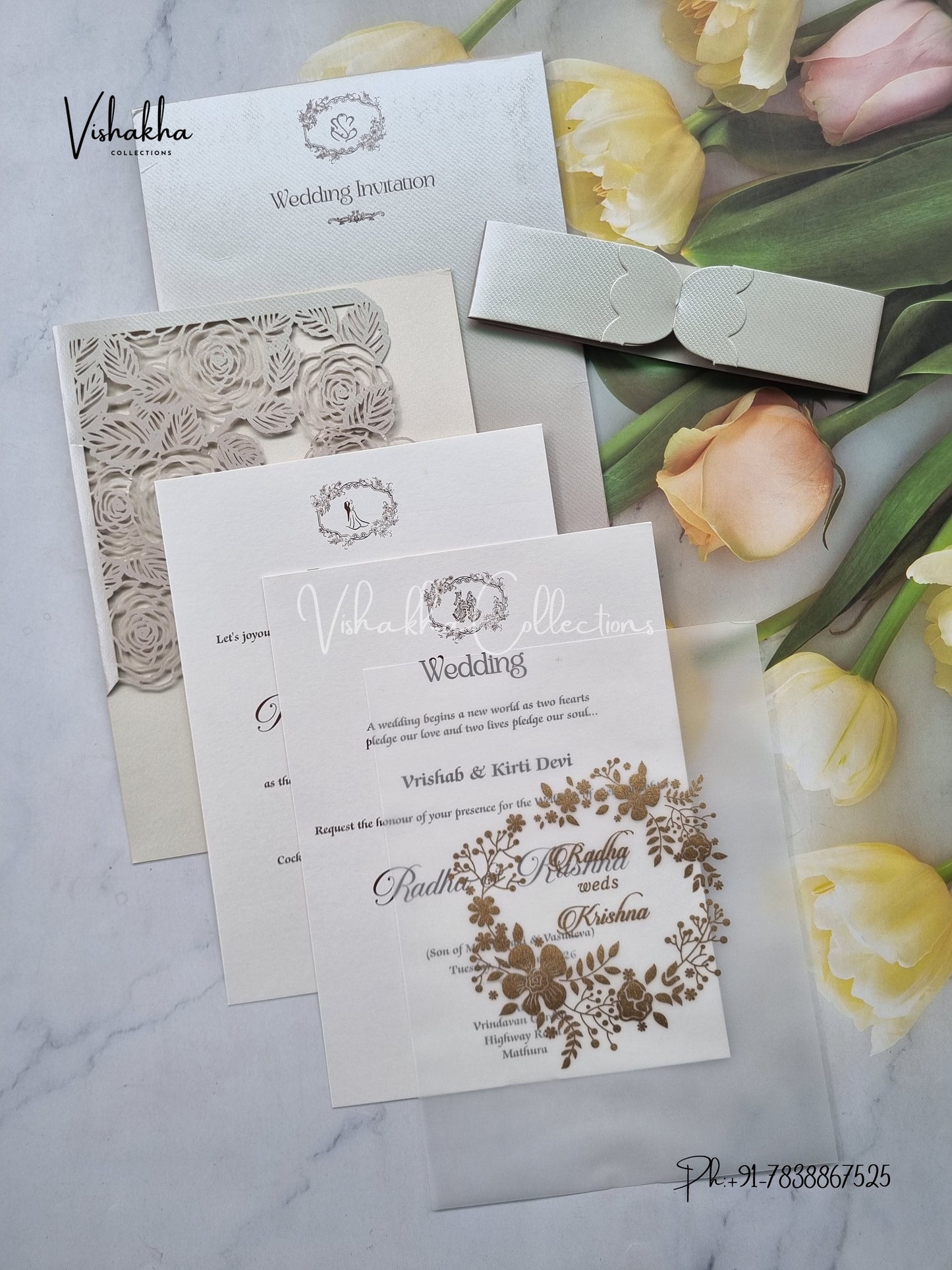 Semi Box Hindu Muslim Christian Jain Sikh Laser Cut Colored invitation Cards SN-97