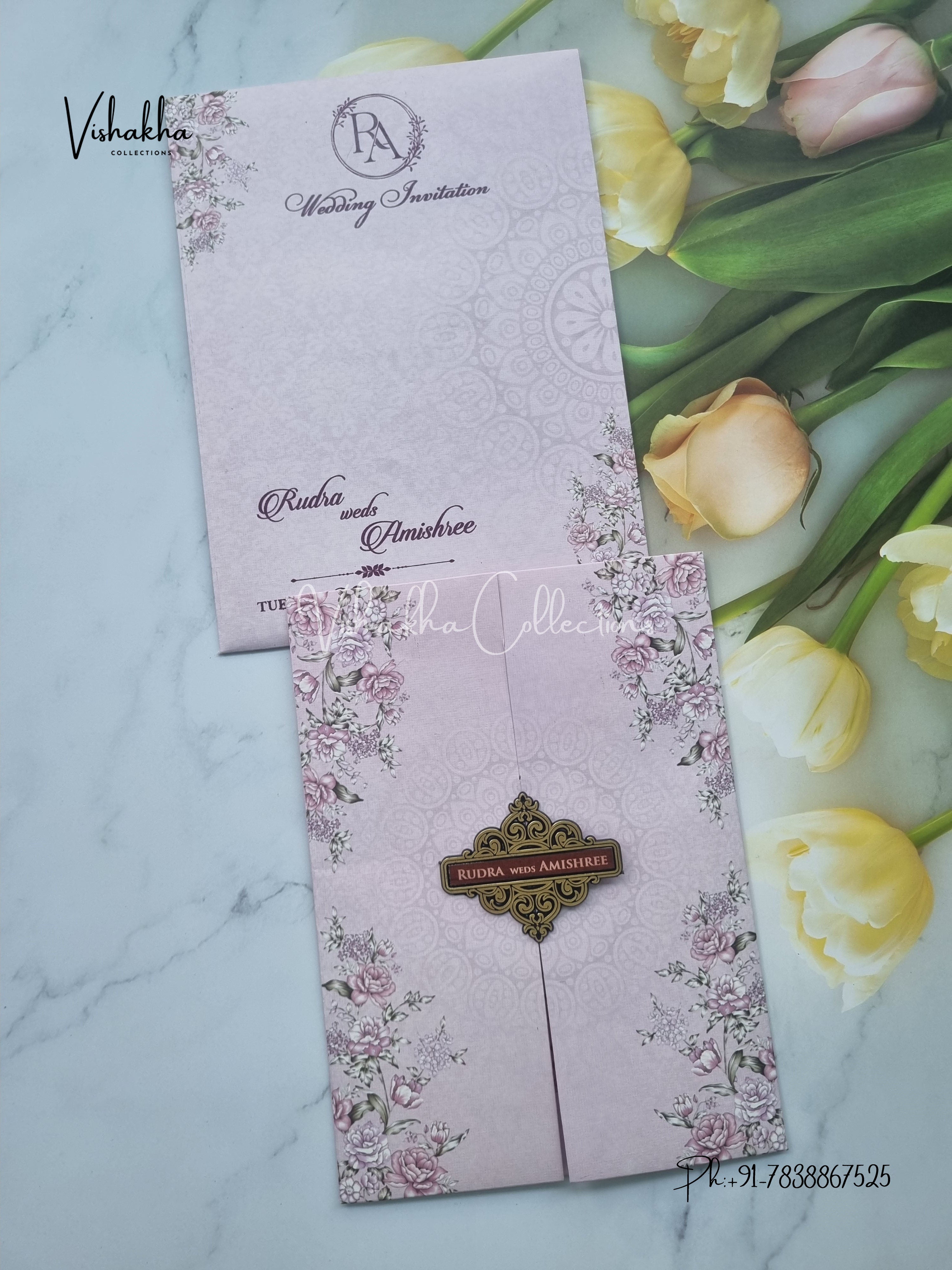 Flower Hindu Muslim Christian Sikh invitation Cards ATS-3192
