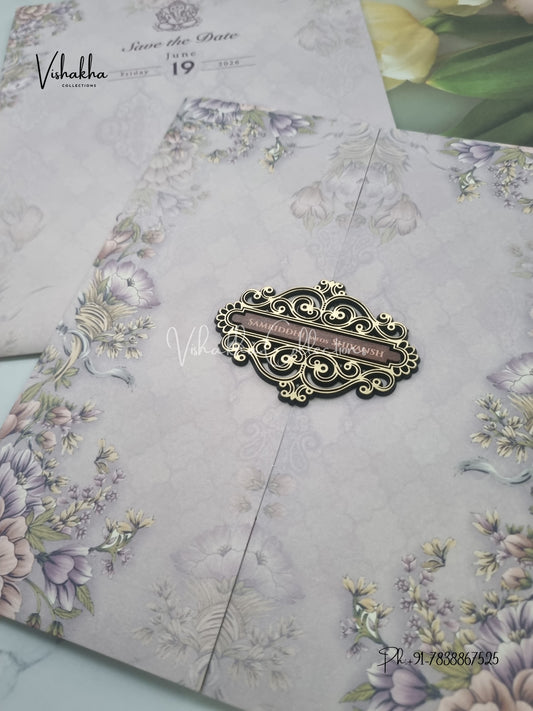 Flower Double Door Hindu Muslim Christian Sikh invitation Cards VN-697