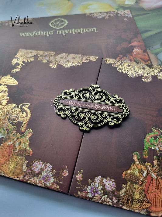 Barat Hathi Hindu Sikh Padded invitation Cards VN-712