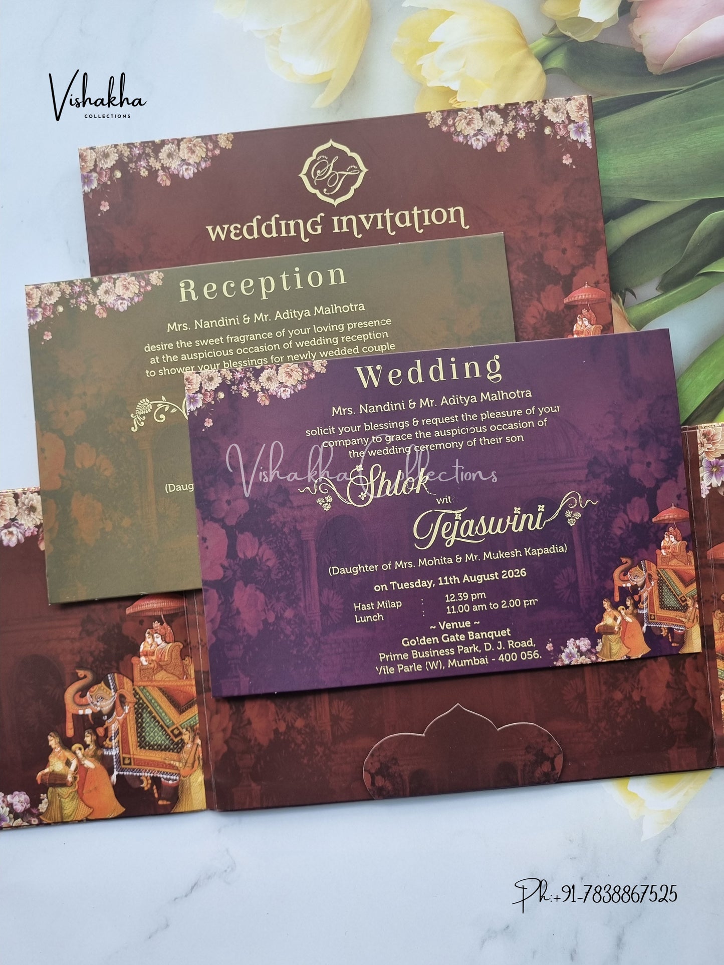 Barat Hathi Hindu Sikh Padded invitation Cards VN-712