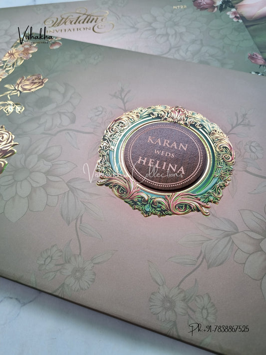 Flower Hindu Muslim Christian Sikh Padded invitation Cards VN-725