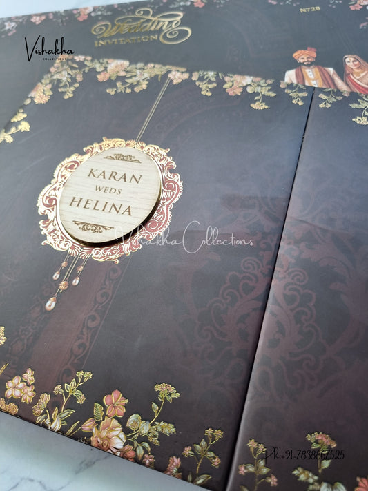 Double Door Hindu Muslim Christian Sikh Padded invitation Cards VN-728