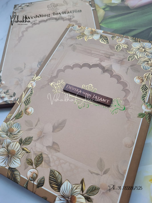 Flower Hindu Muslim Christian Sikh Padded invitation Cards VN-739