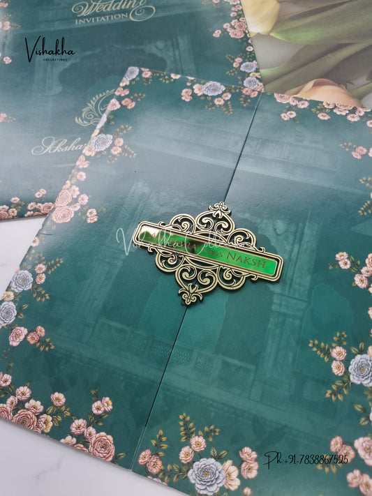 Flower Double Door Hindu Muslim Christian Sikh invitation Cards VN-758