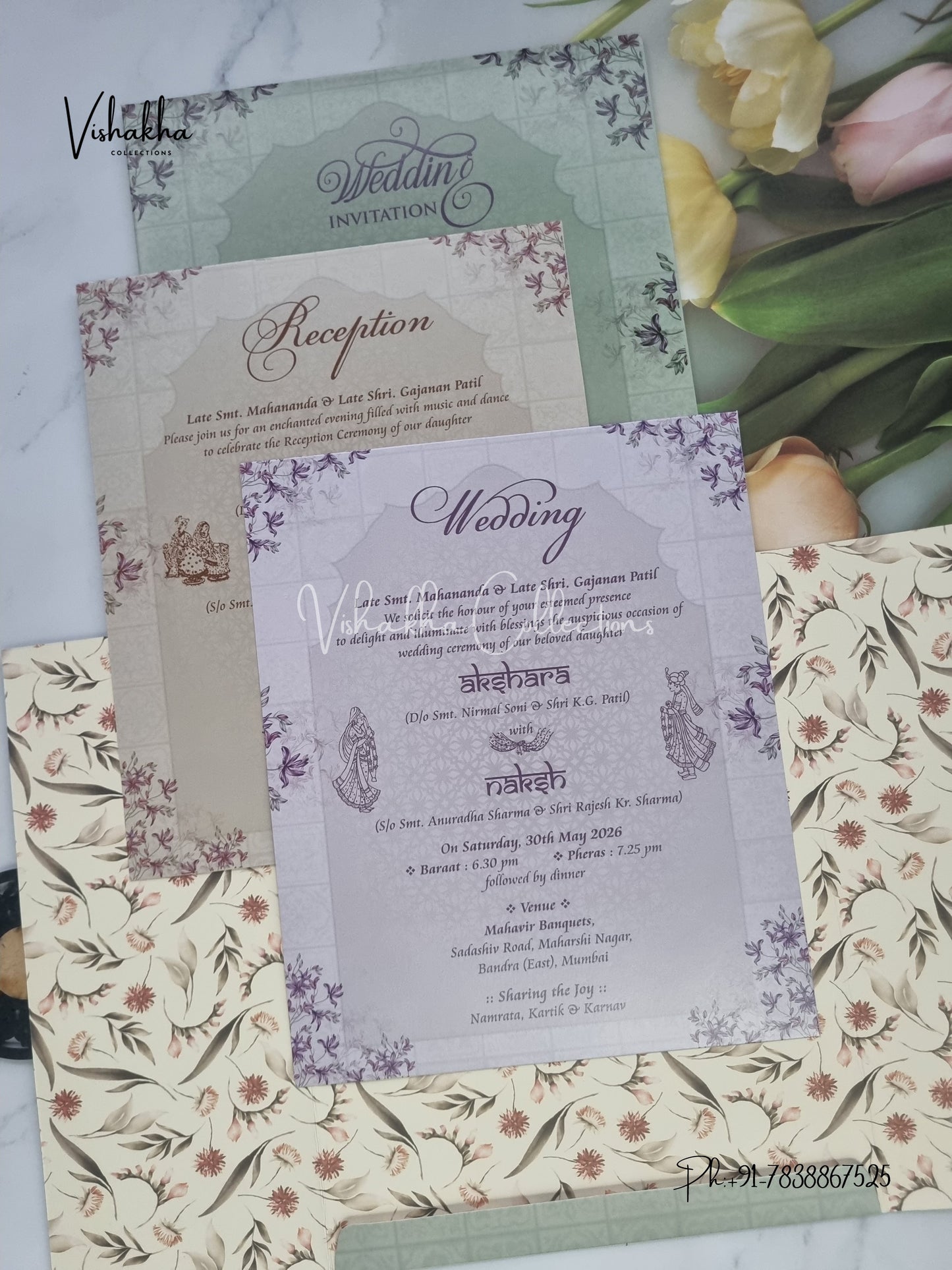 Double Door Hindu Muslim Christian Sikh invitation Cards VN-762