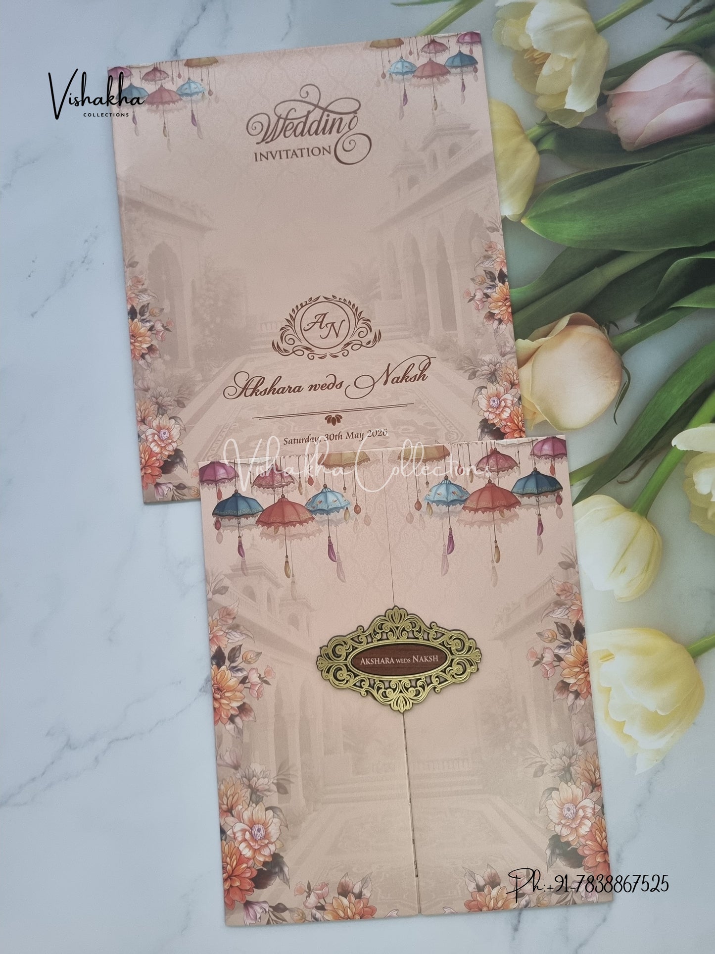 Double Door Hindu Muslim Christian Sikh invitation Cards VN-763