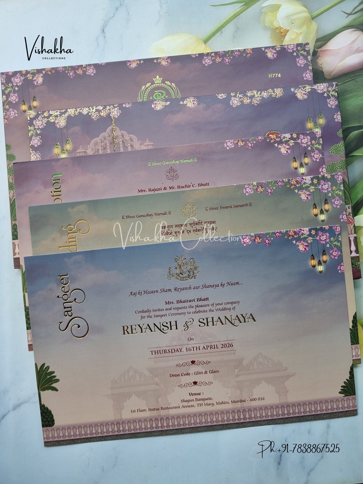 Dulah Dulhan Hindu Jain Sikh Padded invitation Cards VN-774