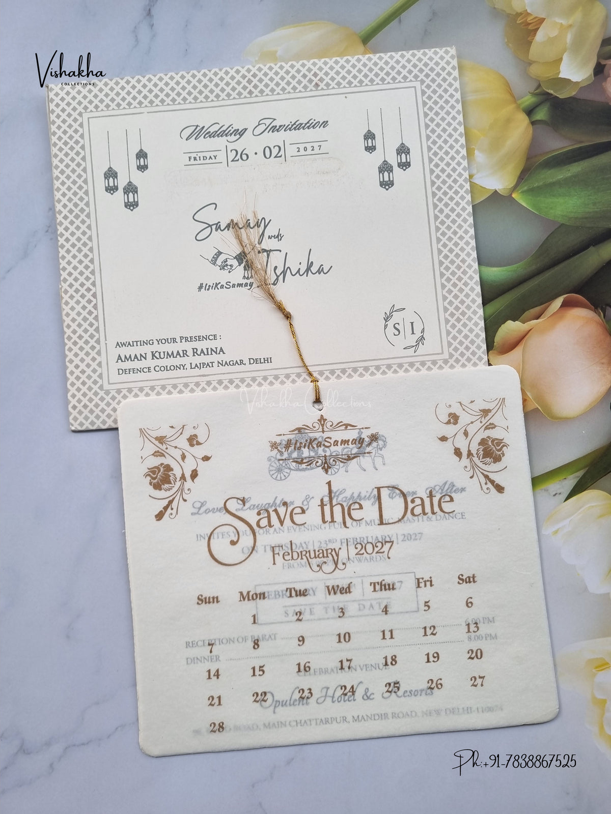 Dori Flower Hindu Muslim Christian Sikh Jain invitation Cards ATS-1651 – image 1