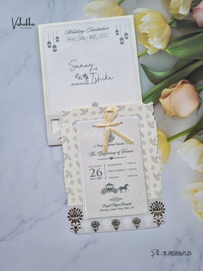 Ribbon Flower Hindu Muslim Christian Sikh Jain invitation Cards ATS-1731 – image 1