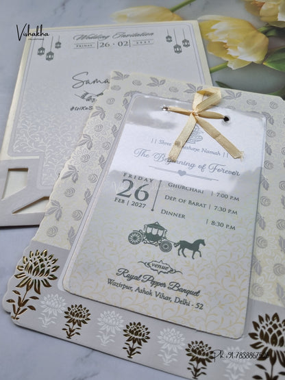 Ribbon Flower Hindu Muslim Christian Sikh Jain invitation Cards ATS-1731 – image 2